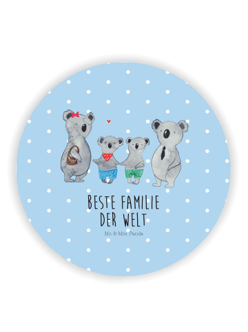 Mr. & Mrs. Panda Rund Magnet Koala Familie zwei mit Spruch in Blau Pastell