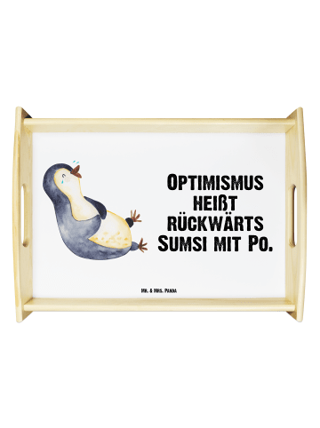 Mr. & Mrs. Panda Serviertablett Pinguin Lachen mit Spruch in Weiß