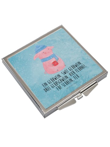 Mr. & Mrs. Panda Taschenspiegel Schweinchen Glühwein mit Spruch in Eisblau