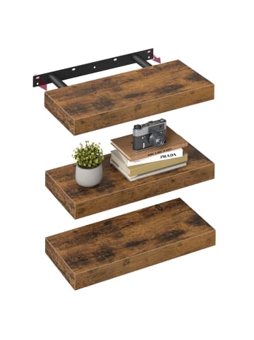 VASAGLE 3er-Set: Wandregal in vintage - (B)40 x (H)3.8 x (T)20 cm