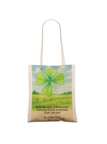 Mr. & Mrs. Panda Shopper Blume Kleeblatt Design mit Spruch in Weiß