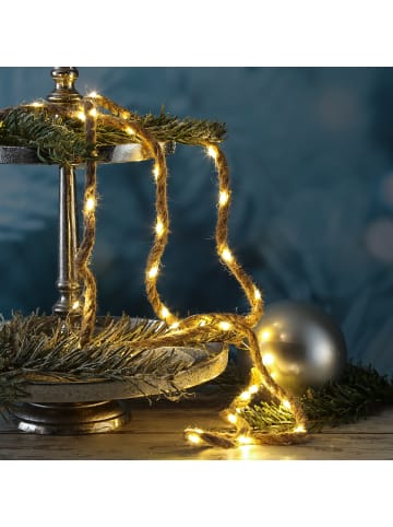 MARELIDA LED Lichterkette Seil Jute Kordel Tau 100LED 8 Funktionen L: 5m  in natur