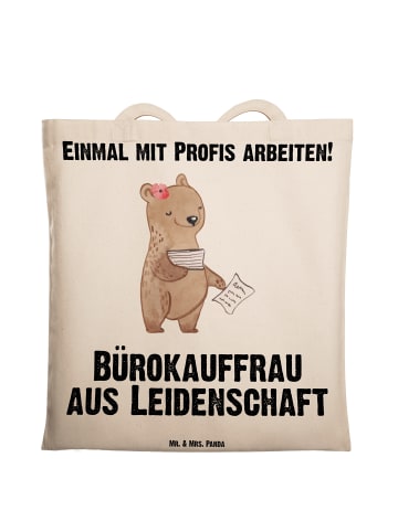 Mr. & Mrs. Panda Tote Bag Bürokauffrau Leidenschaft mit Spruch in Creme
