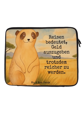 Mr. & Mrs. Panda Laptop Tasche Erdmännchen Design mit Spruch in Weiß