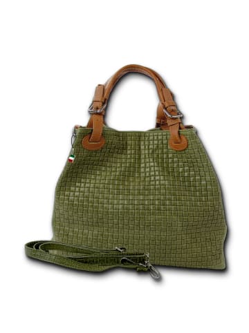 Florence Leder Handtasche, Umhängetasche Florence Tasche olivgrün ca. 31cm