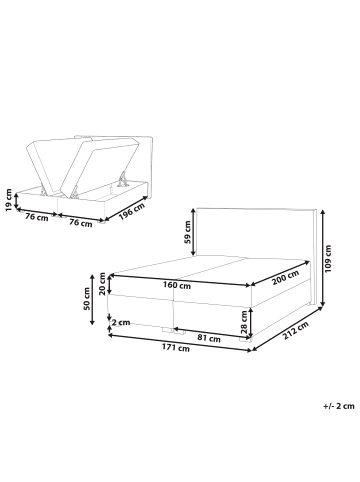 Beliani Boxspring Bett MAJOR in Beige - (W) 171 x (H) 109 x (L) 212 cm