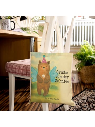 Mr. & Mrs. Panda Tote Bag Bär Zahnfee Design mit Spruch in Weiß