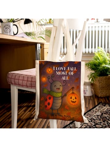 Mr. & Mrs. Panda Shopping Tasche Smörle Laterne Design mit Spruch in Weiß