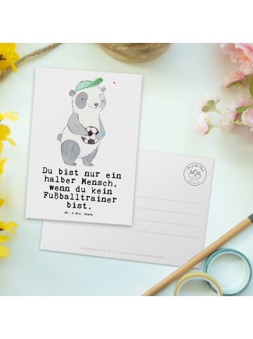 Mr. & Mrs. Panda Fotokarte Fußballtrainer Herz mit Spruch in Weiß
