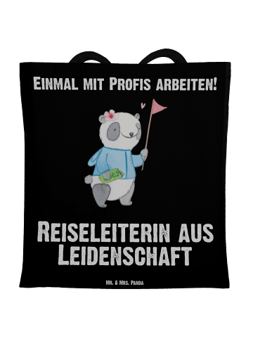 Mr. & Mrs. Panda Tragetasche Reiseleiterin Leidenschaft mit Spruch in Schwarz