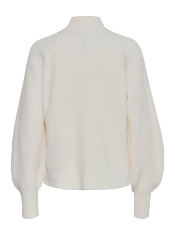 b.young Grobstrick Pullover mit Ballonärmeln Sweater mit Kragen in Weiß