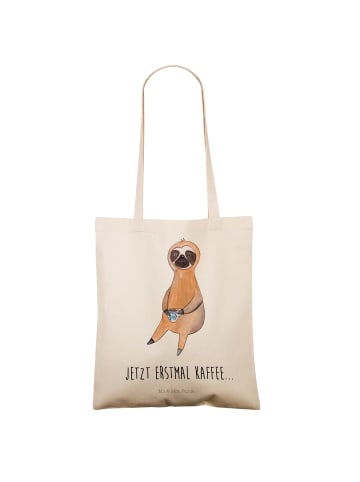Mr. & Mrs. Panda Shopping Bag Faultier Kaffee mit Spruch in Creme