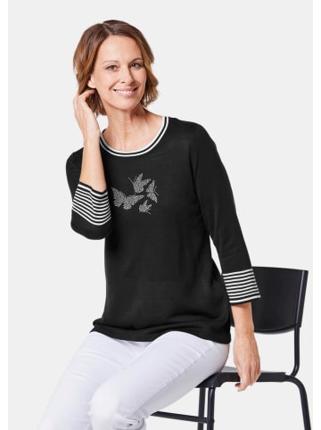 GOLDNER Kurzgröße:  Pullover mit femininem Motiv in schwarz / weiß