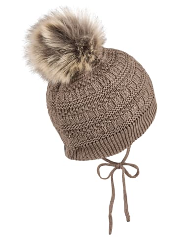 Sterntaler Strickmütze Pompon in braun