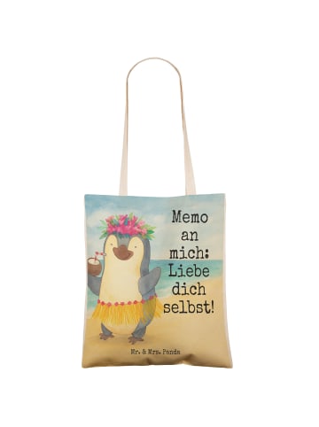 Mr. & Mrs. Panda Tote Bag Pinguin Kokosnuss Design mit Spruch in Weiß