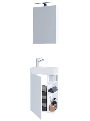 VCM  2-tlg Gäste WC Bad Waschtisch Lumia Spiegelschrank in Weiß