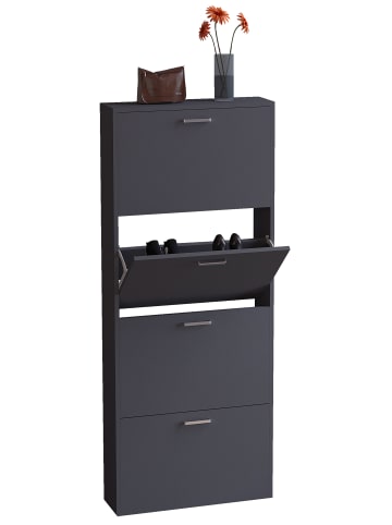 VCM Holz Schuhregal Schuhschrank Schuhkipper Sulos L in Anthrazit