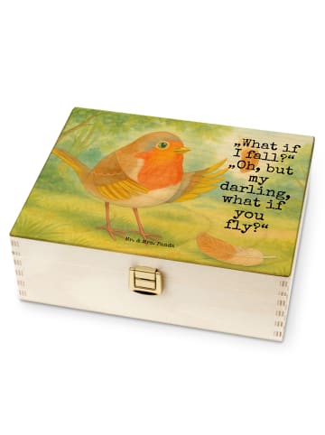 Mr. & Mrs. Panda Teebox Rotkehlchen Federn Design mit Spruch in Weiß