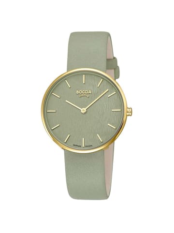 Boccia Uhr für Damen Quarz Titan Hellgrün/Goldfarben