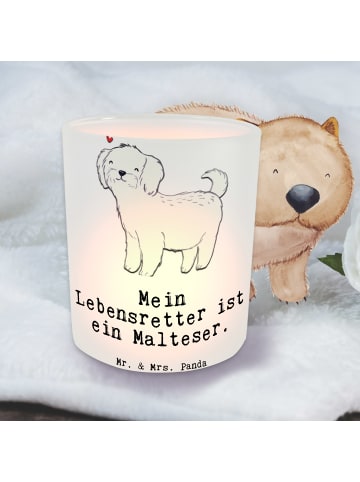 Mr. & Mrs. Panda Balkon Windlicht Malteser Lebensretter mit Spruch in Transparent