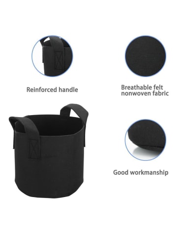 Intirilife Vlies Pflanzsack - Pflanzen Übertopf in 2x Schwarz - 56L - 50x30cm