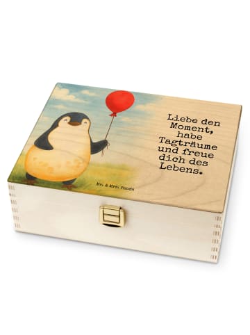 Mr. & Mrs. Panda Teebox Pinguin Luftballon Design mit Spruch in Weiß
