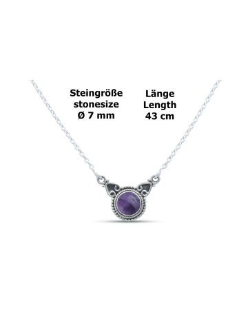 mantraroma 925er Silber - Collierketten (L) 43 cm mit Amethyst