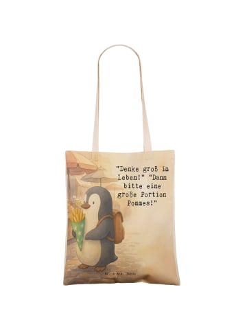 Mr. & Mrs. Panda Shopping Bag Pinguin Pommestüte Design mit Spruch in Weiß