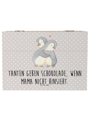 Mr. & Mrs. Panda Geschenkdose Tante Schokolade mit Spruch in Grau Pastell