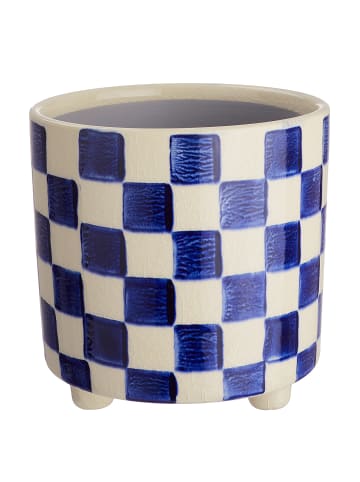 Butlers Blumenübertopf NEW DELFT Karos in Beige-Blau
