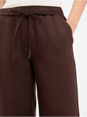 MAC HOSEN Leinenhose Chiara Belt in schoko