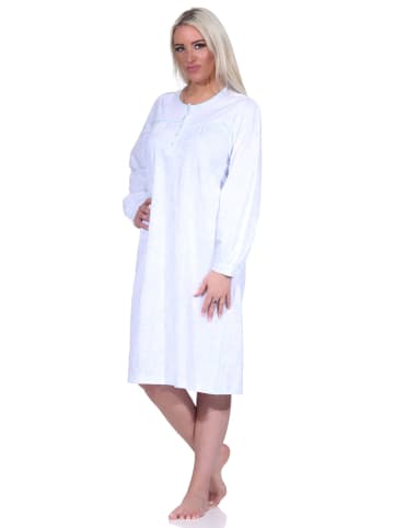 NORMANN Nachthemd langarm Paisley Must Knopfleiste am Hals - 76091 in hellblau