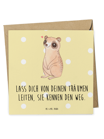 Mr. & Mrs. Panda Grußkarte Plumplori Glücklich mit Spruch in Gelb Pastell