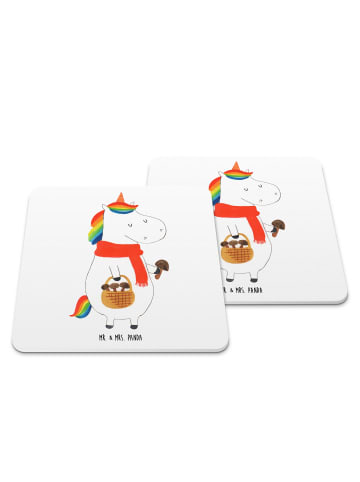 Mr. & Mrs. Panda Tischuntersetzer Einhorn Pilz ohne Spruch in Weiß