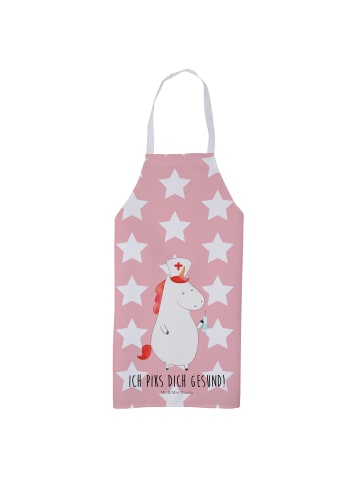 Mr. & Mrs. Panda Schürze Einhorn Krankenschwester mit Spruch in Rot Pastell