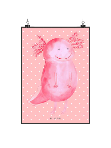 Mr. & Mrs. Panda Bild Axolotl Glücklich ohne Spruch in Rot Pastell