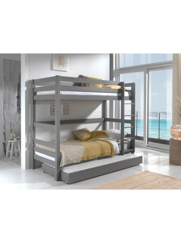 58 aufm Kessel ETAGENBETT Karolina 210x161x105 aus Massivholz in grau