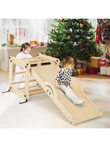 COSTWAY Klettergerüst 5in1 Indoor in Hellbraun
