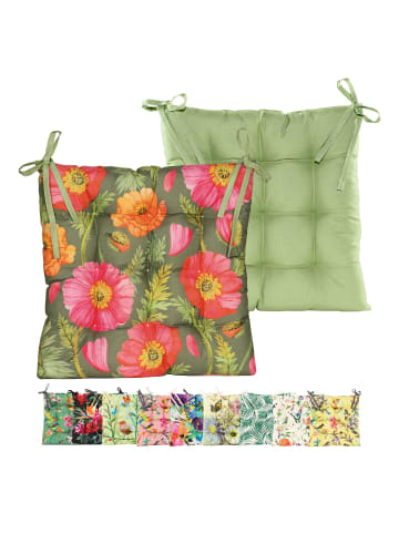 JACK Outdoor Motiv Stuhlkissen Sitzkissen 38x38cm Wasserfest in Floral Grün Mint
