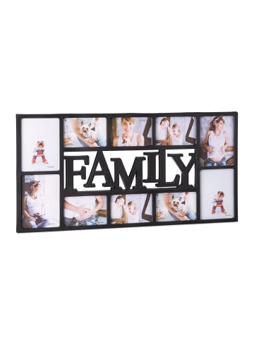 relaxdays Bilderrahmen Familie in Schwarz - (B)72 x (H)36,5 x (T)2 cm