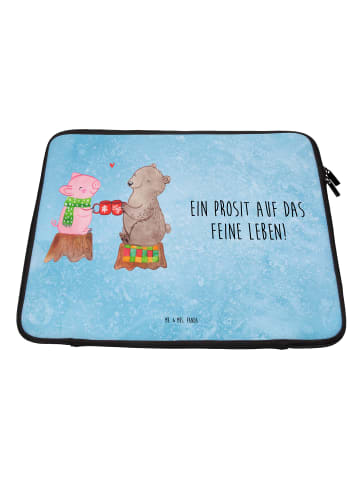 Mr. & Mrs. Panda Laptop Tasche Glühschwein Sause mit Spruch in Eisblau