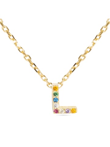 Luxenter Halskette aus 925er Sterlingsilber mit  Zirkonia-Steinen 18K Gelbgold-Finish