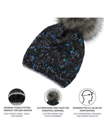 styleBREAKER Strick Bommelmütze in Gelb