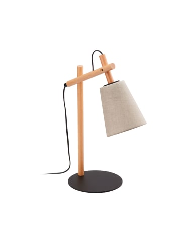 Licht-Erlebnisse Tischlampe in Holz hell Greige (Grau-Beige) Schwarz