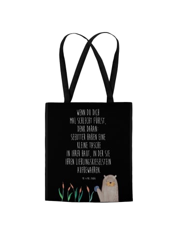 Mr. & Mrs. Panda Einkaufstüte Otter Stein mit Spruch in Schwarz