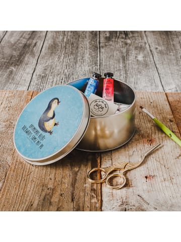 Mr. & Mrs. Panda Aufbewahrungsbox Pinguin Lachen mit Spruch in Eisblau