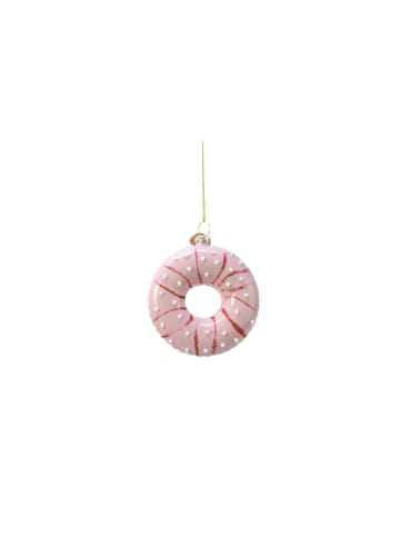 MARELIDA Baumschmuck Donut mit Verzierung Glas Ahnänger in rosa