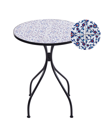 Beliani Gartentisch CAMPRENA in Schwarz/Blau/Weiß - (W) 60 x (H) 75 x (L) 60 cm
