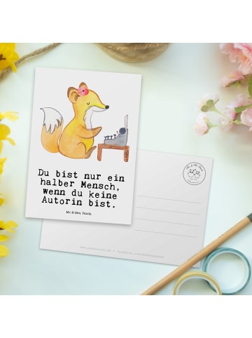 Mr. & Mrs. Panda Postkarte Autorin Herz mit Spruch in Weiß