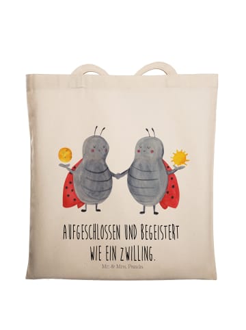 Mr. & Mrs. Panda Schultertasche Sternzeichen Zwilling mit Spruch in Creme